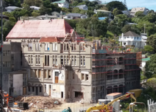 The Erskine College building being demolished in October 2018 Wellington New Zealand Erskine College demolition Oct 2018.png