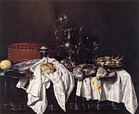 Willem Claeszoon Heda (1594–1680), Still Life with Pie, Silver Ewer and Crab (1658)