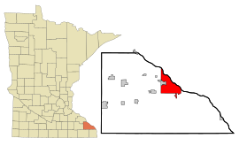 Winona County Minnesota Incorporated and Unincorporated areas Winona Highlighted.svg