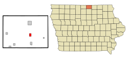 Worth County Iowa Incorporated and Unincorporated areas Kensett Highlighted.svg