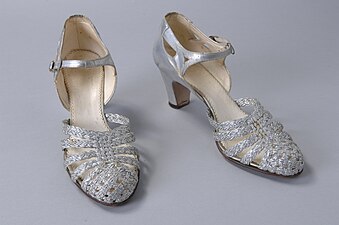 Silver dancing shoes, c. 1935–1940.