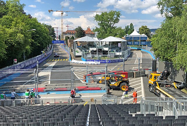 View of Mythenquai street the day before the ePrix.