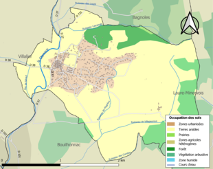 Barevná mapa znázorňující využití půdy.