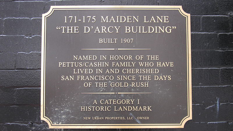 File:171-175 Maiden Lane, SF plaque.JPG