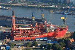 The Petrojarl Banff in the Blohm + Voss dock in Hamburg