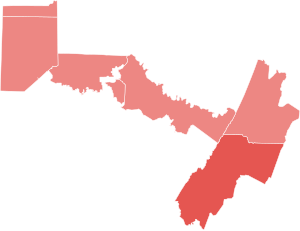 2014 Pennsylvania's 12th congressional district election results by county.svg