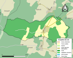 Carte en couleurs présentant l'occupation des sols.