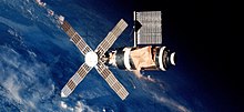 Skylab as Skylab 2 mission departs 40 Years Ago, Skylab Paved Way for International Space Station.jpg