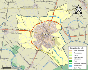 Kolorowa mapa przedstawiająca użytkowanie gruntów.