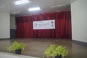 The stage at the Multipurpose Building, University of the Philippines Visayas Tacloban College (UPVTC) where the 6th Waray Wikipedia Edit-a-thon was held on November 18-19, 2016. The event was organized by the The Leyte-Samar Heritage Center of UPVTC and the Sinirangan Bisaya Wikimedia Community.