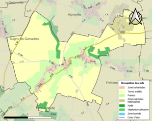 Kolorowa mapa przedstawiająca użytkowanie gruntów.