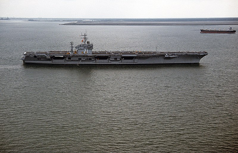 File:A starboard beam view of the nuclear-powered aircraft carrier USS THEODORE ROOSEVELT (CVN 71) underway - DPLA - da85f279b68fda546efbfe8777a1c8e8.jpeg