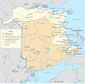 Les régions et les principales localités acadiennes du Nouveau-Brunswick, de nos jours.