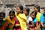 Thumbnail for File:Ajanta Caves, India, Hindu girls in beautiful colorful saris.jpg