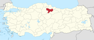 Pokrajina Amasya na zemljovidu Turske