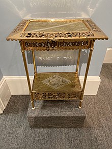 Aesthetic Brass Table by Bradley & Hubbard Company (see A Brass Menagerie, Metalwork of the Aesthetic Movement) American Aesthetic Movement Brass Table.jpg