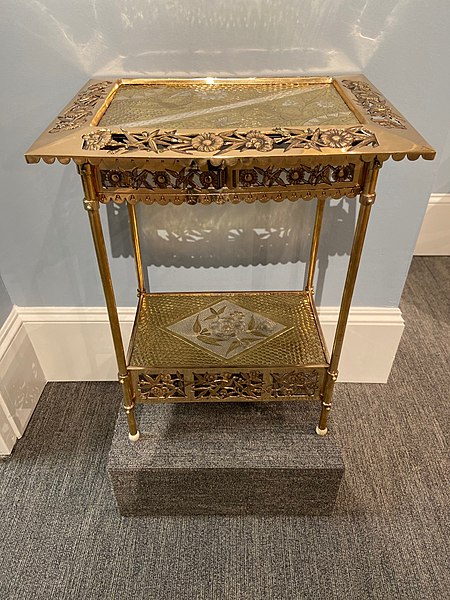 Aesthetic Brass Table by Bradley & Hubbard Company (see A Brass Menagerie, Metalwork of the Aesthetic Movement)