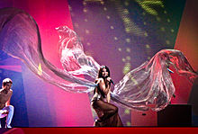 Anggun performing at the grand final of the Eurovision Song Contest 2012 in Baku, Azerbaijan on 26 May 2012.