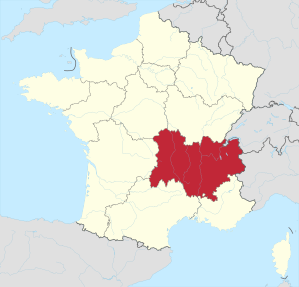 Location of the Auvergne-Rhône-Alpes region in France