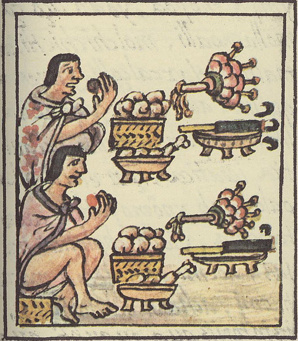 Aztec men at a feast. Florentine Codex.