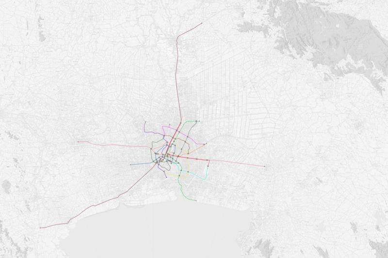 Compilation of plans, proposals, under construction, and operational lines and stations. Bangkok's Metro Plan.png