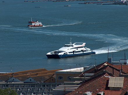Numerous ferries cross the river Tagus to help commuters and travellers get to Lisbon