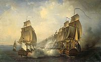 Bataille de Gondelour, le 20 juin 1783. Lors de ce dernier combat en Inde, Suffren n’embarque pas sur son vaisseau amiral mais sur une frégate.