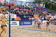 Deutsch: Beachhandball Europameisterschaften 2019 (Beach handball Euro); Tag 6: 7. Juli 2019 – Spiel um Platz Drei, Frauen, Kroatien-Niederlande 0:2 (14:23, 20:22) English: Beach handball Euro; Day 6: 7 July 2019 – Women's Bronze Medal Match – Croatia-Netherlands 0:2 (14:23, 20:22)