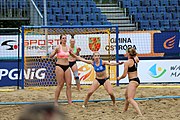 Deutsch: Beachhandball Europameisterschaften 2019 (Beach handball Euro); Tag 5: 6. Juli 2019 – Frauen, Platzierungsspiel für die Ränge 17–20, Nordmazedonien-Slowenien 0:2 (10:13, 9:15) English: Beach handball Euro; Day 5: 6 July 2019 – Placement Match/Cross Match for rank 17–20 Women – North Macedonia-Slovenia 0:2 (10:13, 9:15)