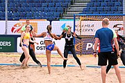 Deutsch: Beachhandball Europameisterschaften 2019 (Beach handball Euro); Tag 3: 4. Juli 2019 – Frauen, Hauptrunde Gruppe II, Deutschland-Spanien 1:2 (18:24, 24:14, 8:9) English: Beach handball Euro; Day 3: 4 July 2019 – Women Main Round Group II – Germany-Spain 1:2 (18:24, 24:14, 8:9)