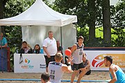 Deutsch: Beachhandball Europameisterschaften 2019 (Beach handball Euro); Tag 2: 3. Juli 2019 – Männer, Vorrunde Gruppe A, Türkei-Deutschland 0:2 (14:22, 16:20) English: Beach handball Euro; Day 2: 3 July 2019 – Men Preliminary Round Group A – Turkey-Germany 0:2 (14:22, 16:20)