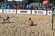 Deutsch: Beachhandball Europameisterschaften 2019 (Beach handball Euro); Tag 2: 3. Juli 2019 – Frauen, Vorrunde Gruppe A, Kroatien-Rumänien 2:0 (16:11, 11:8) English: Beach handball Euro; Day 2: 3 July 2019 – Women Preliminary Round Group A – Croatia-Romania 2:0 (16:11, 11:8)