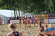 Deutsch: Beachhandball Europameisterschaften 2019 (Beach handball Euro); Tag 4: 5. Juli 2019 – Frauen, Viertelfinale, Dänemark-Norwegen 2:1 (11:9, 16:19, 7:6) English: Beach handball Euro; Day 4: 5 July 2019 – Quarter Final Women – Denmark-Norway 2:1 (11:9, 16:19, 7:6)