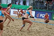 Deutsch: Beachhandball Europameisterschaften 2019 (Beach handball Euro); Tag 5: 6. Juli 2019 – Frauen, Halbfinale, Kroatien-Dänemark 1:2 (12:19, 17:10, 4:7) English: Beach handball Euro; Day 5: 6 July 2019 – Semifinal Men – Croatia-Denmark 1:2 (12:19, 17:10, 4:7)