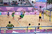 Deutsch: Beachhandball bei den Olympischen Jugendspielen 2018; Tag 6, 12. Oktober 2018; Jungen, Platzierungssspiel Ränge 5-6 – Thailand-Ungarn 0:2 English: Beach handball at the 2018 Summer Youth Olympics at 12 October 2018 – Boy's Placement Match 5-6 – Thailan-Hungary 0:2