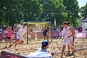 Deutsch: Beachhandball bei den Olympischen Jugendspielen 2018 in Buenos Aires; Tag 7, 13. Oktober 2018; Jungen, Halbfinale – Spanien-Kroatien 2:1 English: Beach handball at the 2018 Summer Youth Olympics in Buenos Aires at 13 October 2018 – Boys Semifinal – Spain-Croatia 2:1 Español: Handball de playa en los Juegos Olimpicos de la Juventud Buenos Aires 2018 en 13 de octubre de 2018 – Semifinales de chicos - España-Croacia 2:1