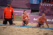 Deutsch: Beachhandball bei den Olympischen Jugendspielen 2018; Tag 5, 10. November 2018; Mädchen, Hauptrunde - Chinese Taipei (Taiwan)-Niederlande 1:2 English: Beach handball at the 2018 Summer Youth Olympics at 11 October 2018 – Girls Main Round – Chinese Taipei (Taiwan)-Netherlands 1:2