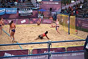 Deutsch: Beachhandball bei den Olympischen Jugendspielen 2018; Tag 5, 10. November 2018; Mädchen, Hauptrunde - Chinese Taipei (Taiwan)-Niederlande 1:2 English: Beach handball at the 2018 Summer Youth Olympics at 11 October 2018 – Girls Main Round – Chinese Taipei (Taiwan)-Netherlands 1:2