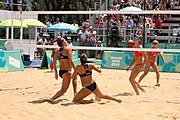 Deutsch: Beachvolleyball bei den Olympischen Jugendspielen 2018; Tag 11, 17. Oktober 2018; Mädchen, Finale – Italien (Claudia Scampoli & Nicol Bertozzi)- Russland (Maria Woronina & Maria Botscharow) 0:2 (19–21/19–21) English: Beach volleyball at the 2018 Summer Youth Olympics at 17 October 2018 – Girls Final – Italy (Claudia Scampoli & Nicol Bertozzi) - Russia (Maria Voronina & Maria Bocharova) 0:2 (19–21/19–21)