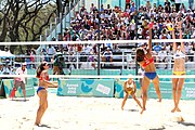 Deutsch: Beachvolleyball bei den Olympischen Jugendspielen 2018; Tag 9, 15. Oktober 2018; Mädchen, Viertelfinale: Puerto Rico-Russland 0–2 (12–21/10–21) English: Beach volleyball at the 2018 Summer Youth Olympics at 15 October 2018 – Girls Quarterfinals: Puerto Rico-Russia 0–2 (12–21/10–21)