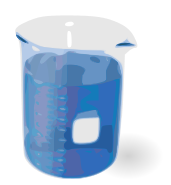 A beaker full of a blue liquid