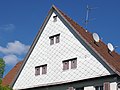 1=Sheet metal plates facade of a house in Schöckingen, German Federal State Baden-Württemberg.}