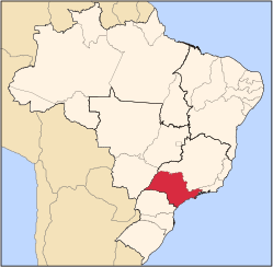 Delstaten São Paulos beliggenhed i Brasilien