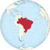 Brazil on the globe (Brazil centered).svg