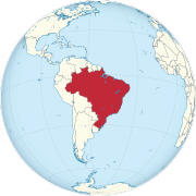 Brazil on the globe (Brazil centered).svg