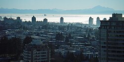 Surrey skyline on a foggy day