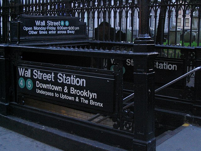 Entrance to the IRT Lexington Avenue Line at Wall Street