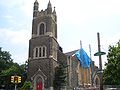 A view of the church from the west. Restoration work was being performed in the summer of 2005.