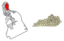 Campbell County Kentucky Incorporated and Unincorporated areas Fort Thomas Highlighted 2128594.svg