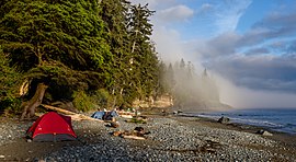 Campsite at Mystic Beach Campsite at Mystic Beach, Vancouver Island, Canada.jpg